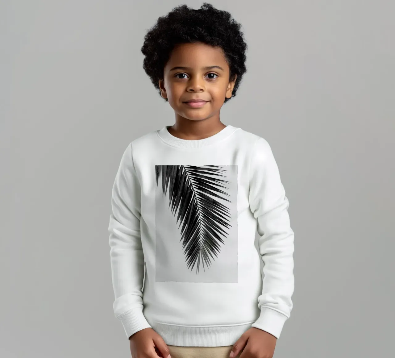Foglia di palma in bianco e nero I felpa bambino da Orara Studio