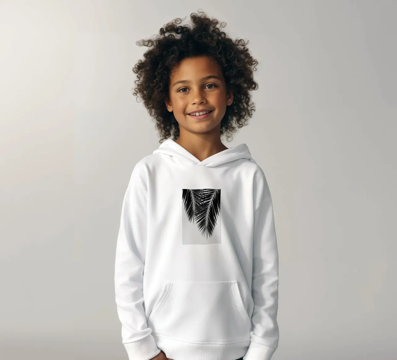 Foglia di palma in bianco e nero II felpa bambino con cappuccio da Orara Studio