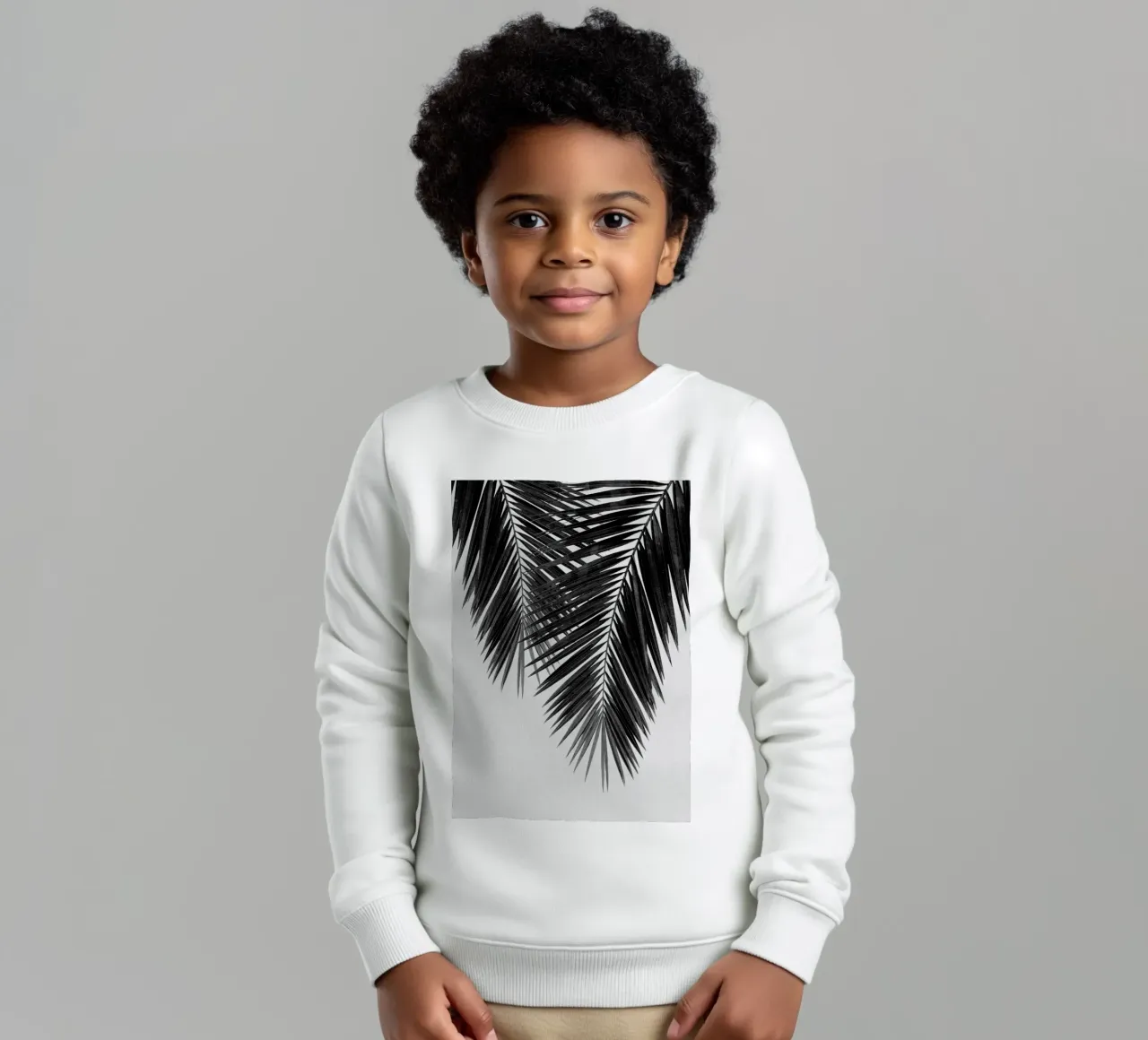 Foglia di palma in bianco e nero II felpa bambino da Orara Studio