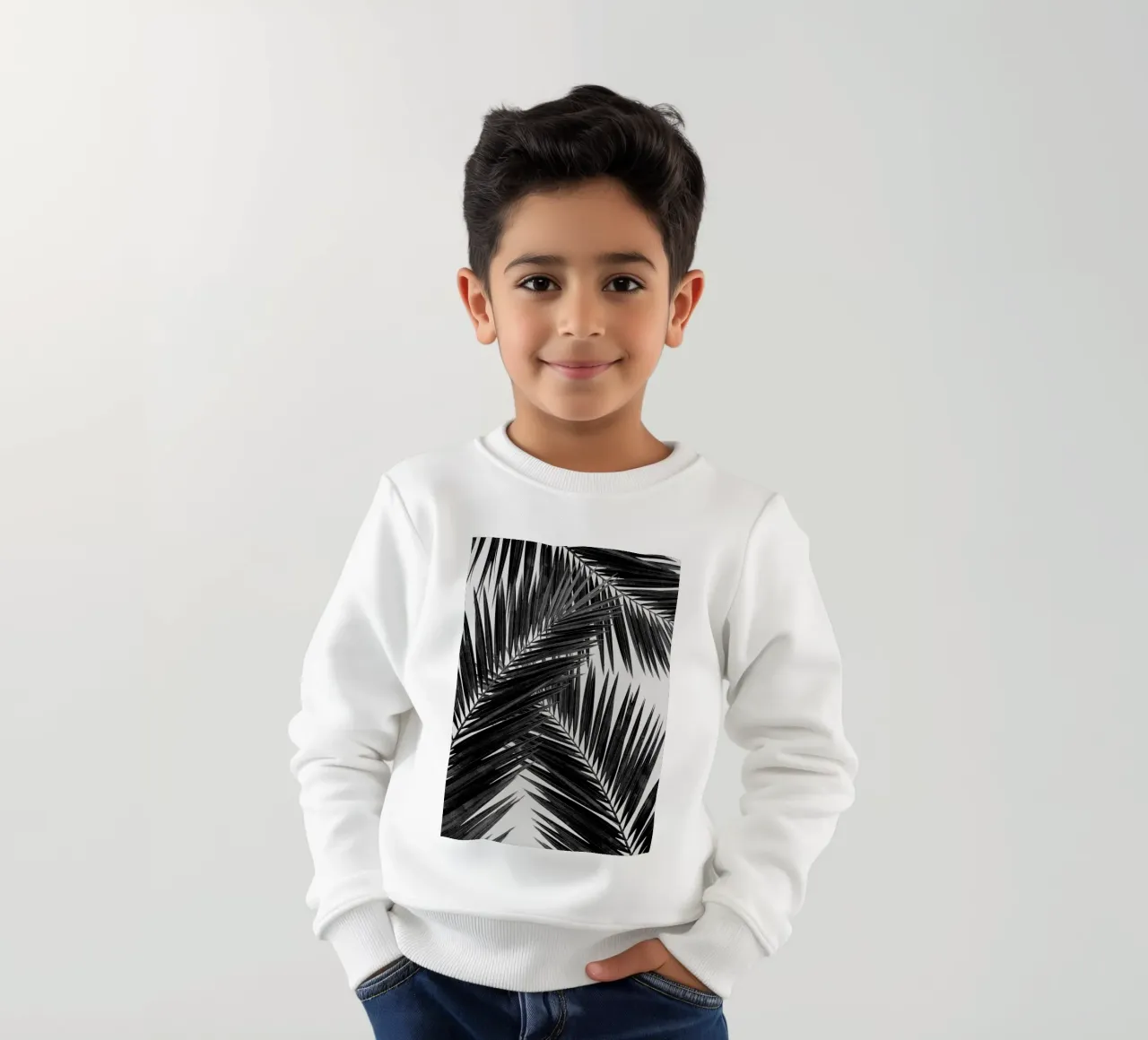 Foglia di palma in bianco e nero III felpa bambino da Orara Studio