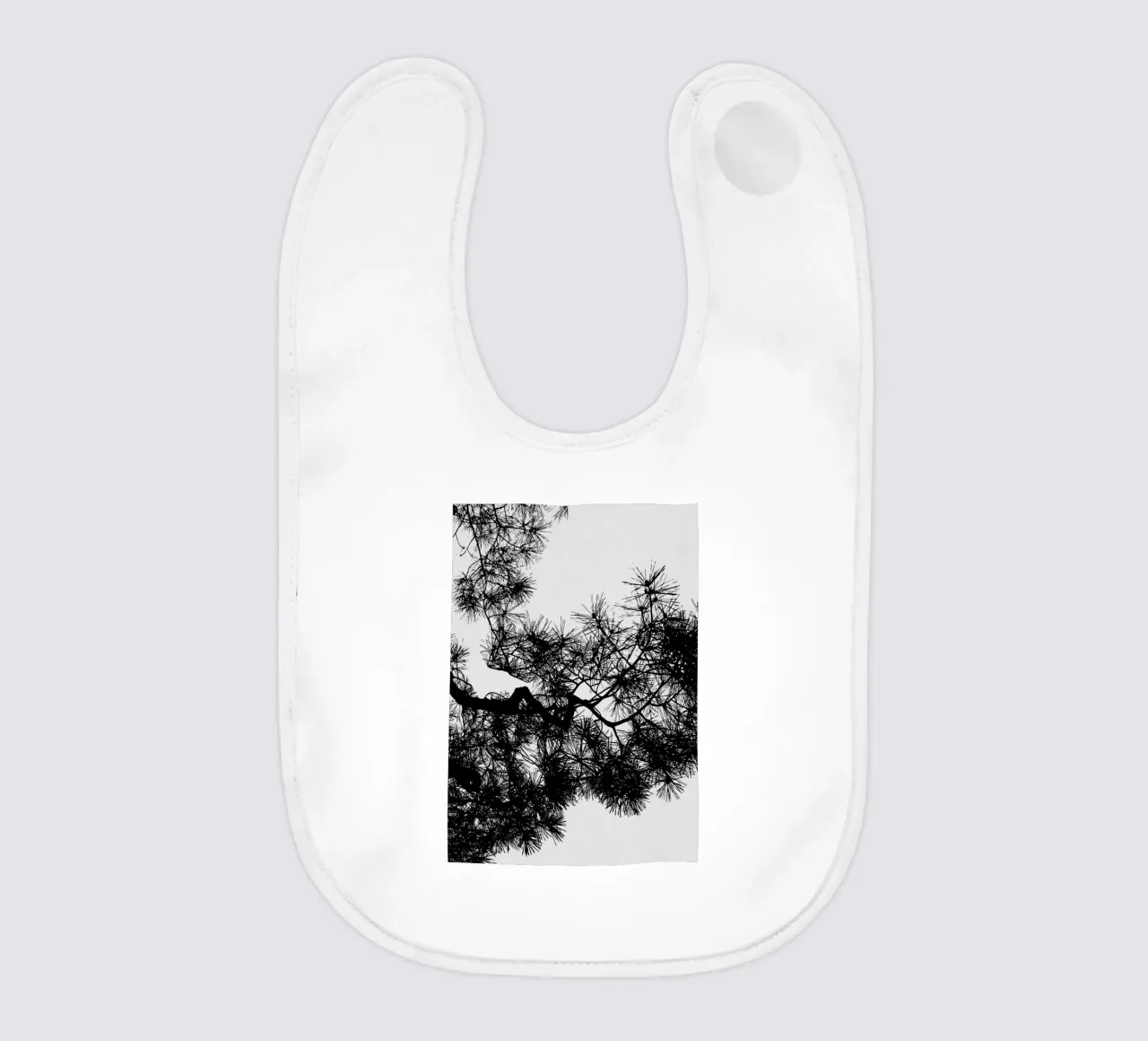 Albero di pino in bianco e nero bavaglino da Orara Studio