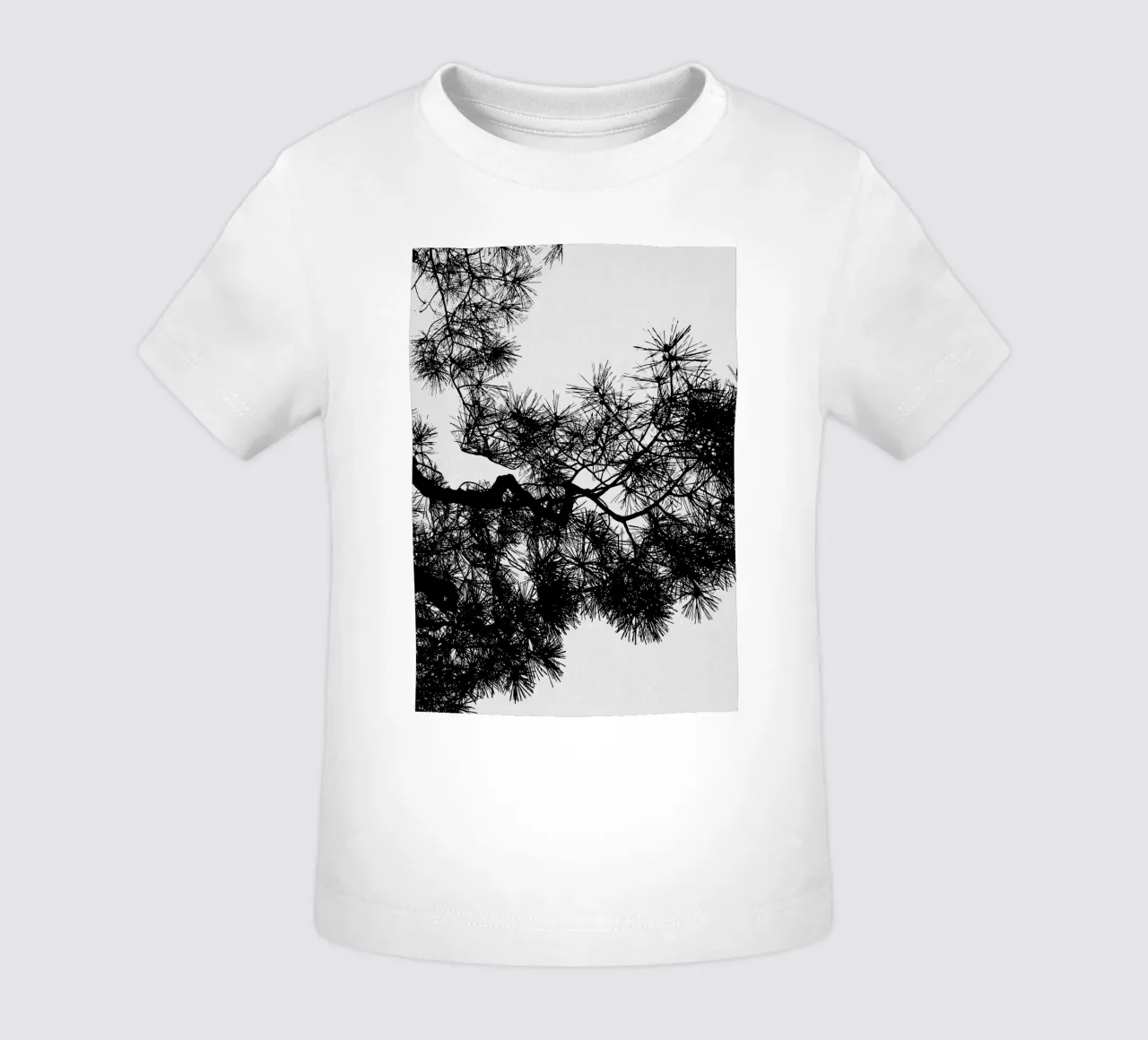 Albero di pino in bianco e nero maglietta neonato da Orara Studio