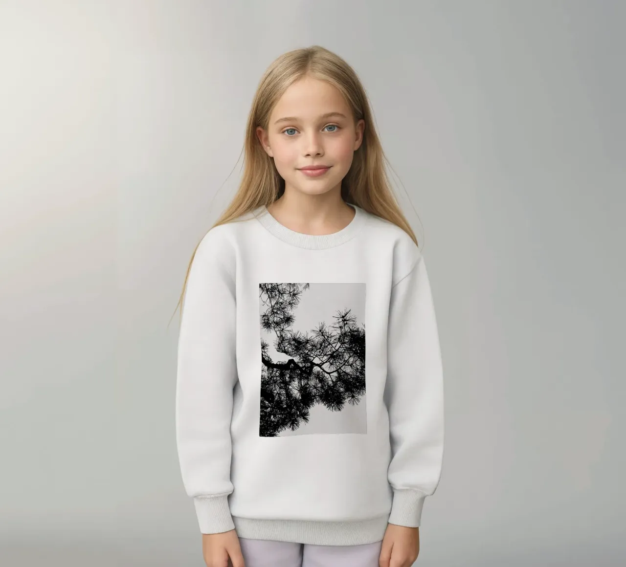 Albero di pino in bianco e nero felpa bambino da Orara Studio