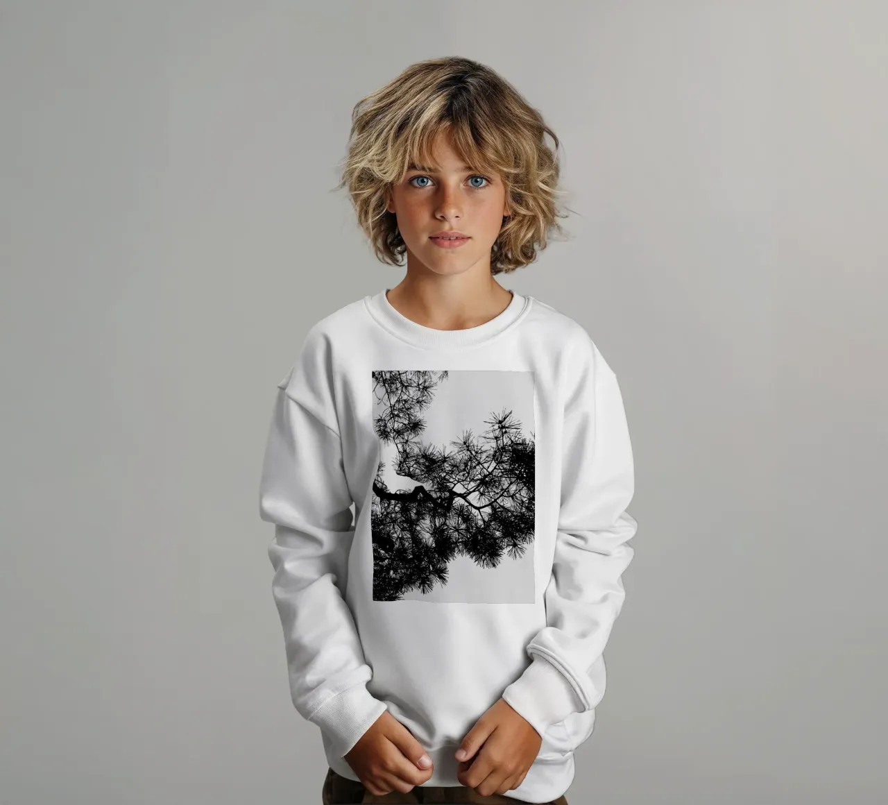 Albero di pino in bianco e nero felpa bambino da Orara Studio