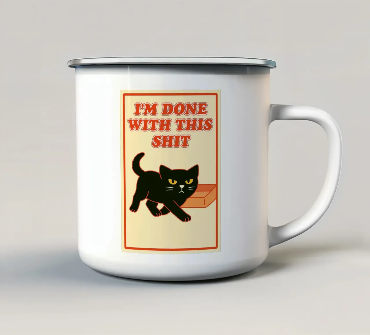 Ho chiuso con questo buffo gatto nero tazza in smalto da boeboe