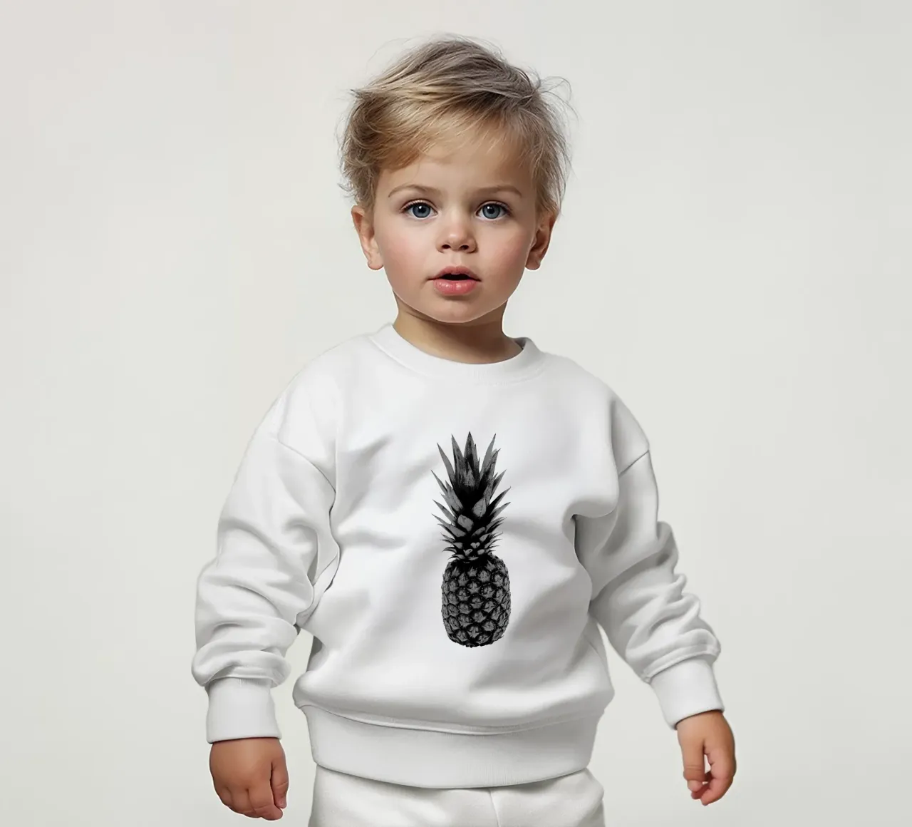 Ananas in bianco e nero felpa neonato da Orara Studio