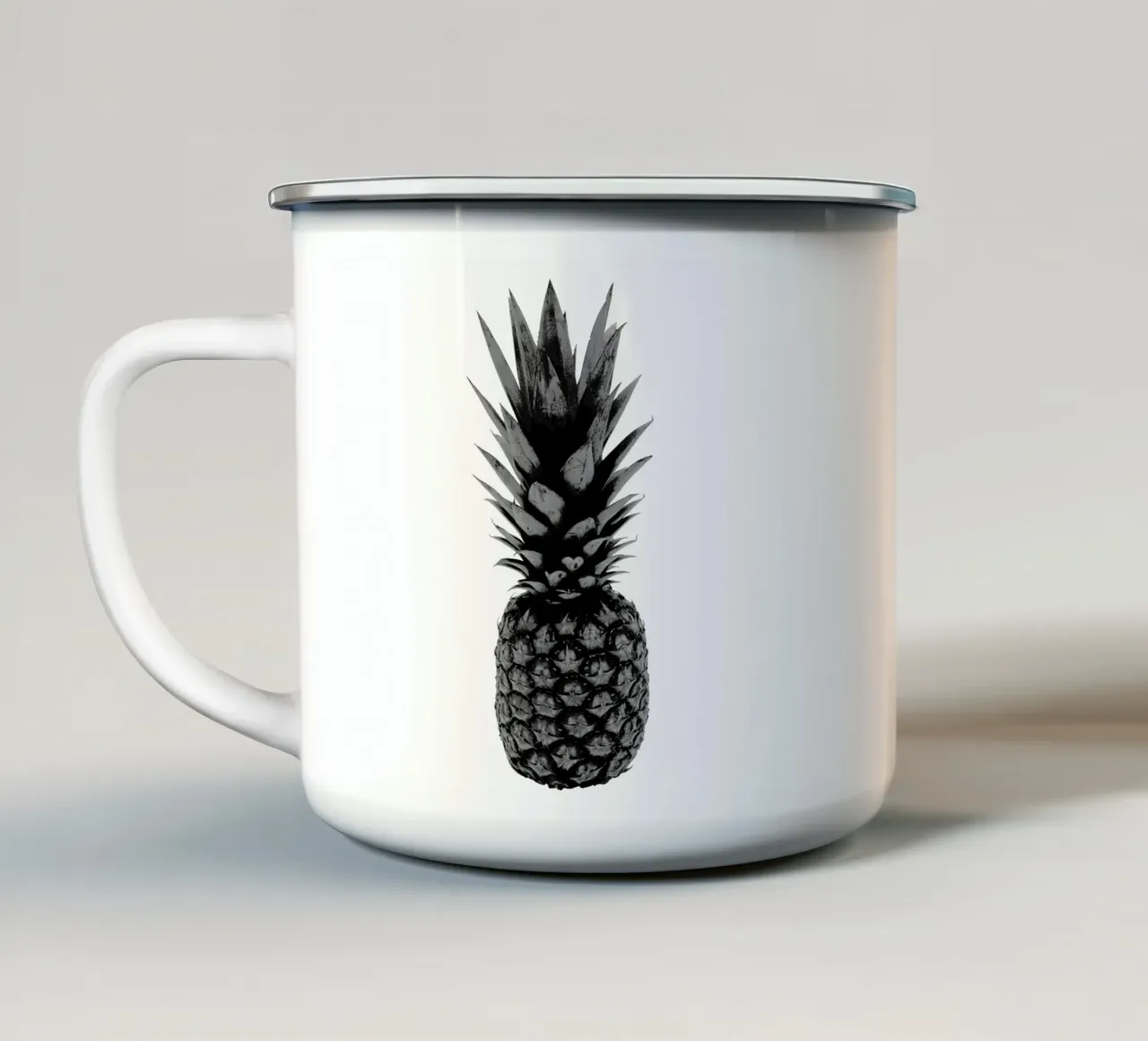 Ananas in bianco e nero tazza in smalto da Orara Studio
