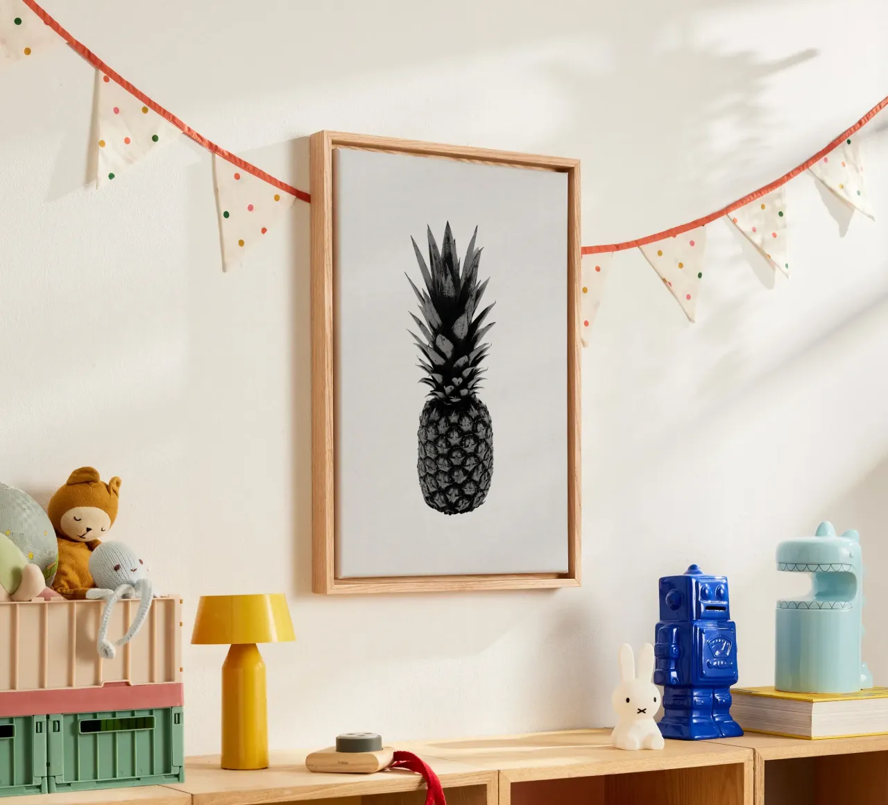 Ananas in bianco e nero tela con Cornice a cassetta da Orara Studio