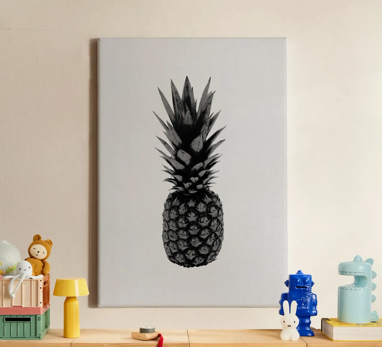 Ananas in bianco e nero tela con Cornice a cassetta da Orara Studio