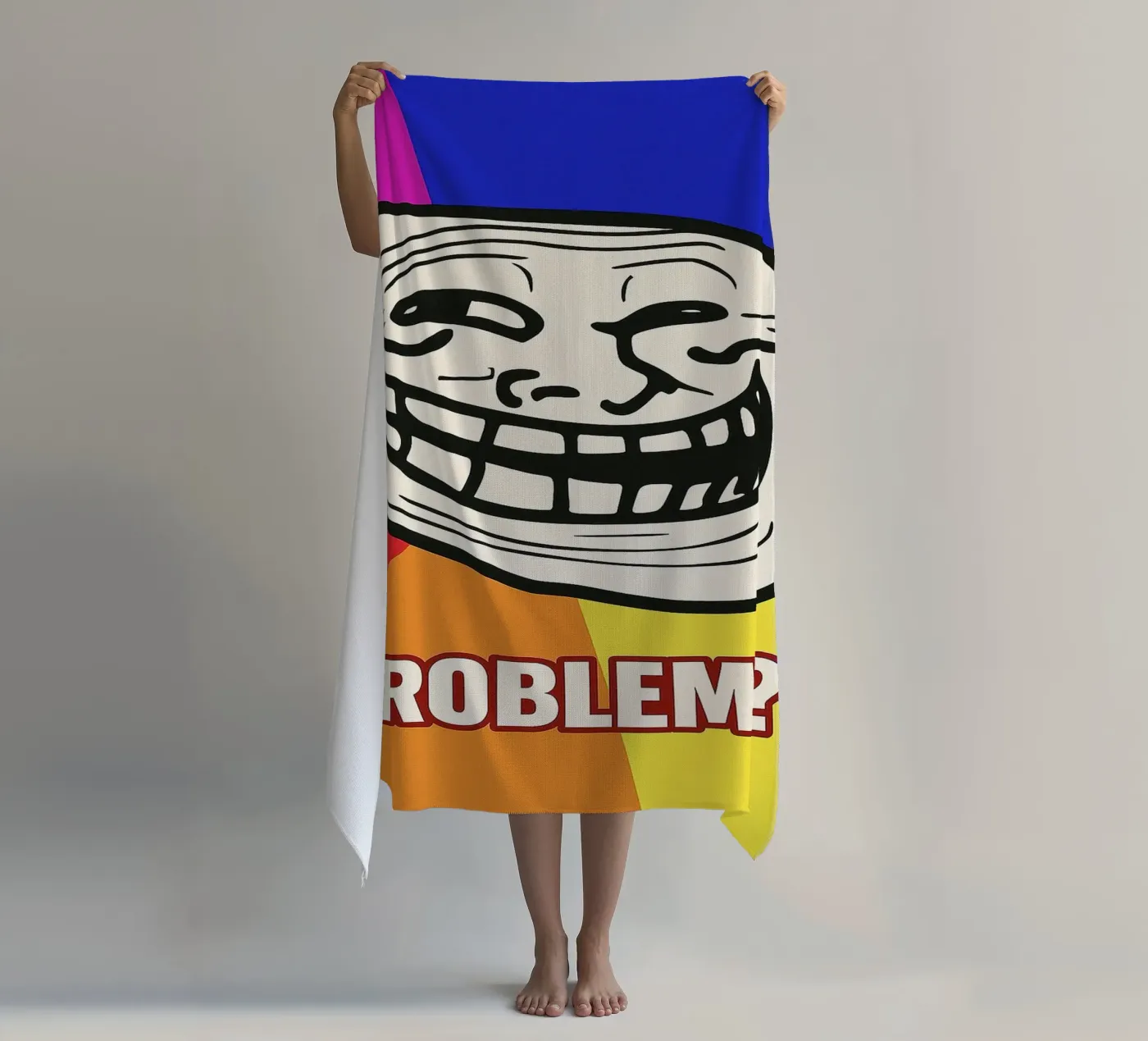 problem funny face beach towel by boeboe