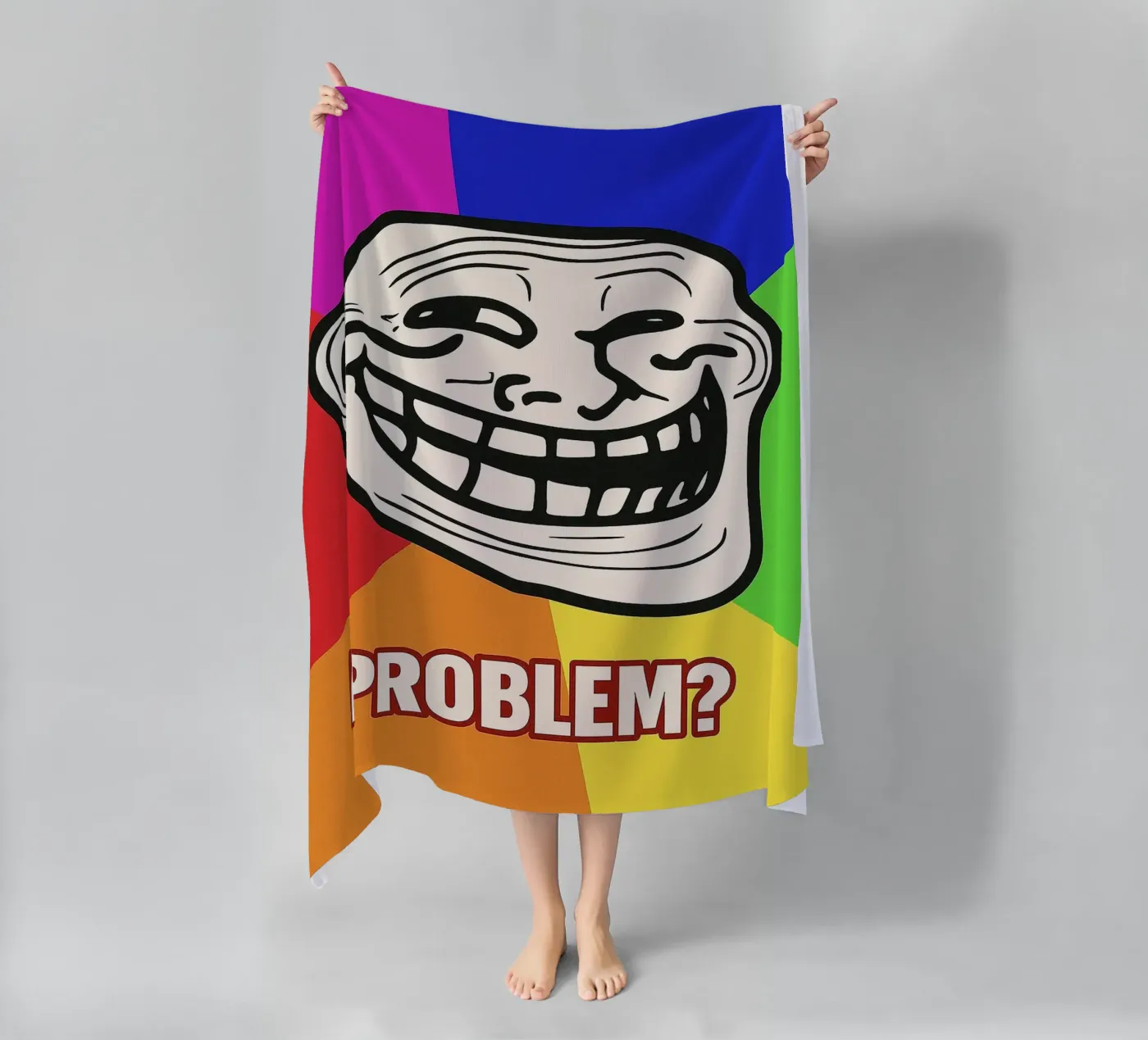 problem funny face beach towel by boeboe