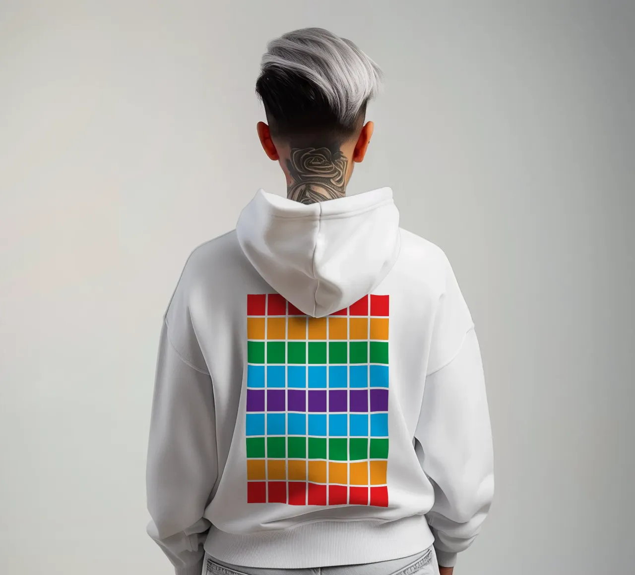 quadrato arcobaleno colore felpa con cappuccio da boeboe