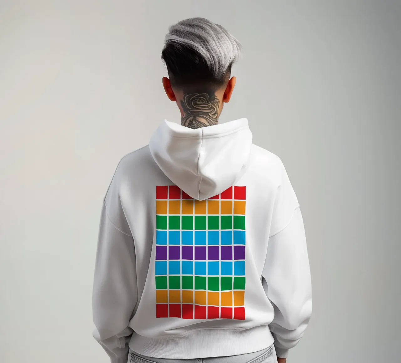 quadrato arcobaleno colore felpa con cappuccio da boeboe