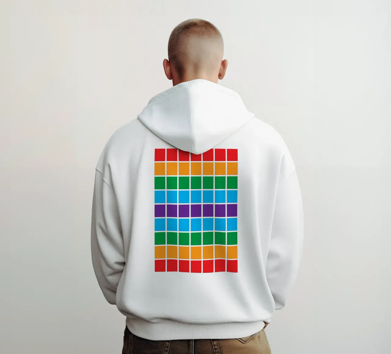 quadrato arcobaleno colore felpa con cappuccio da boeboe