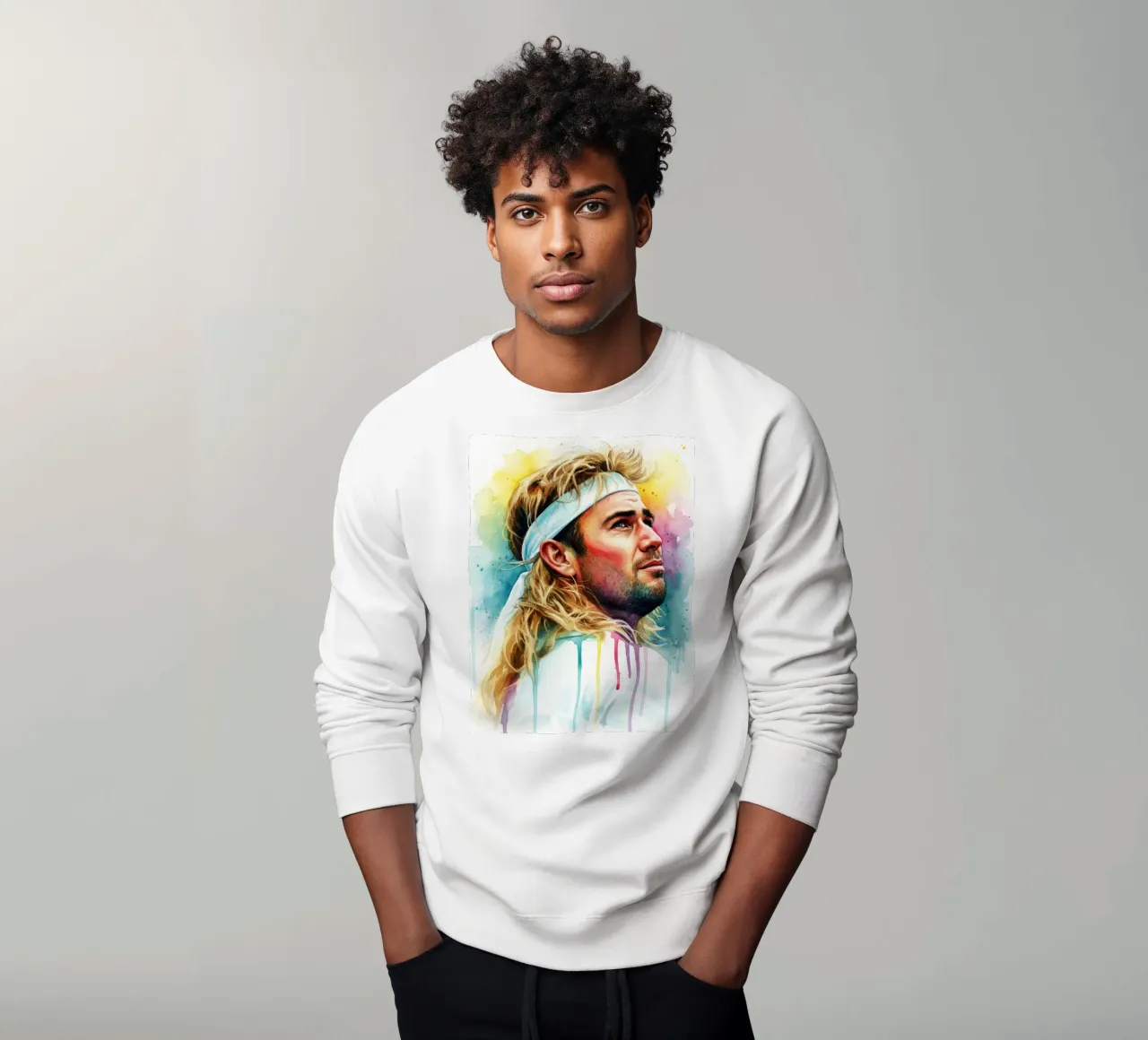 Acquerello di Andre Agassi felpa da LUMINTU
