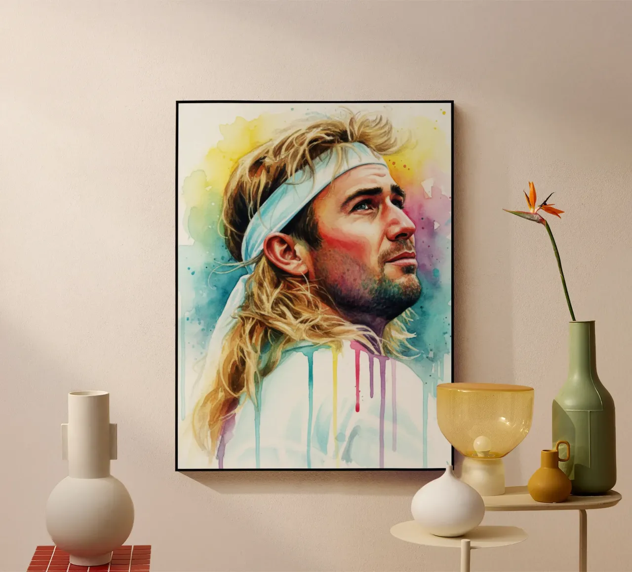 Acquerello di Andre Agassi plexiglass da LUMINTU
