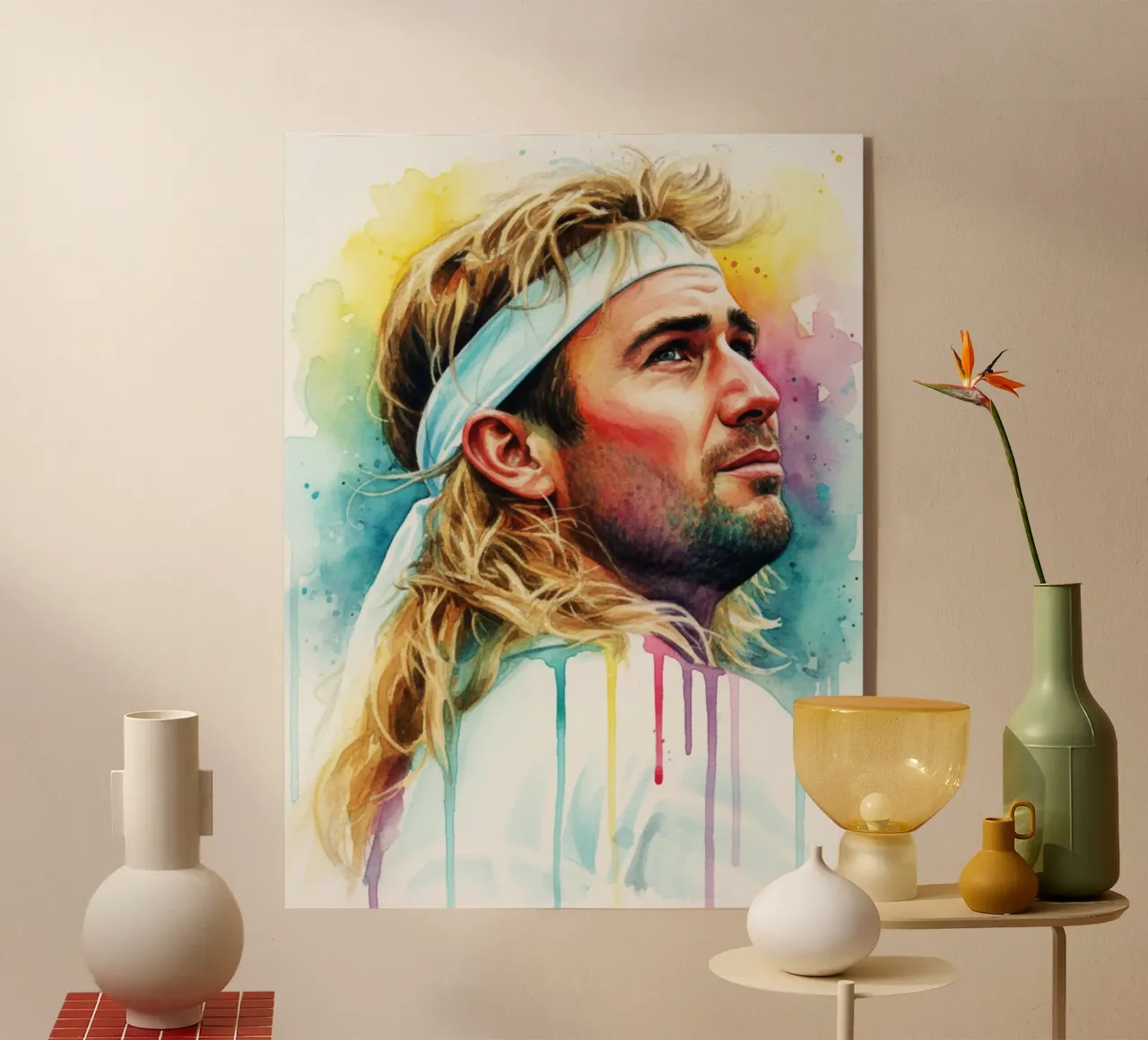 Acquerello di Andre Agassi plexiglass da LUMINTU