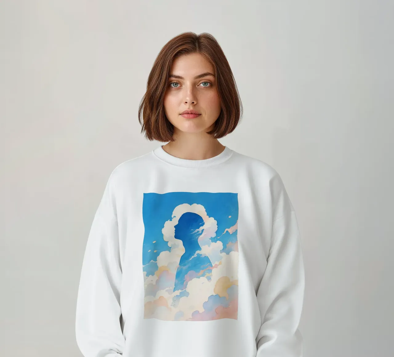 Sagoma umana che si dissolve in una soffice nuvola felpa da Slash Shop