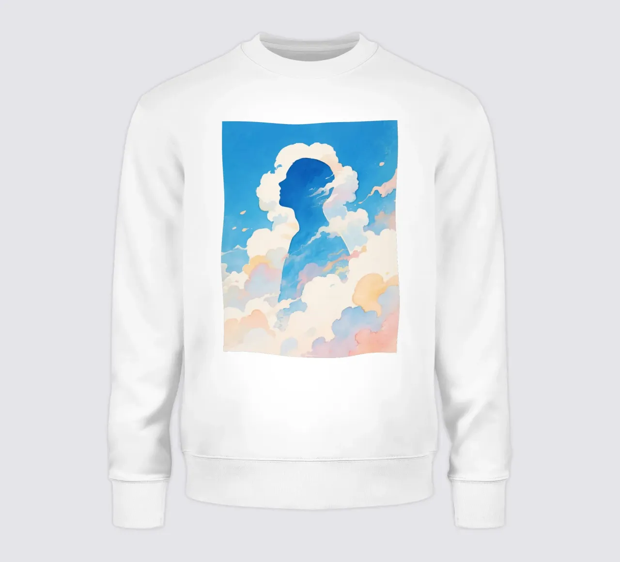 Sagoma umana che si dissolve in una soffice nuvola felpa da Slash Shop