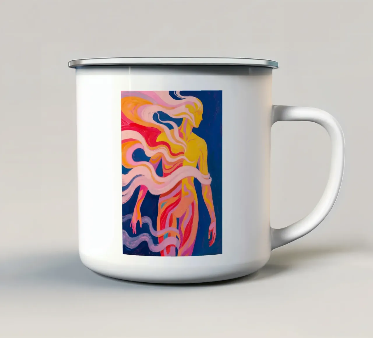 Figura umana con vortice di fumo tazza in smalto da Slash Shop