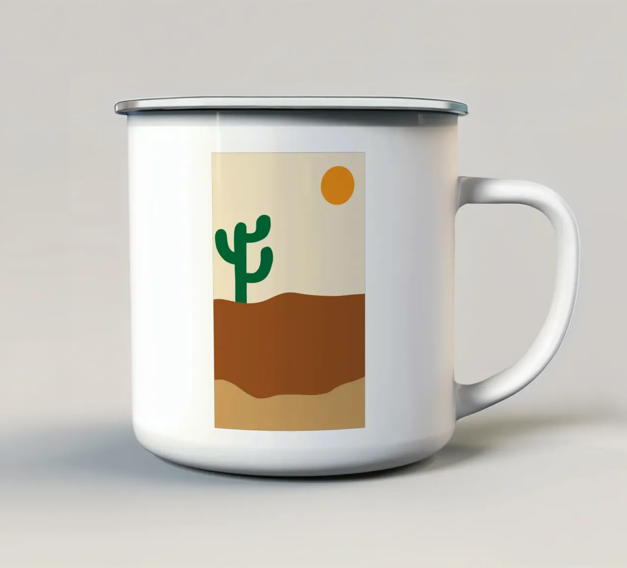 albero di cactus nel deserto tazza in smalto da boeboe