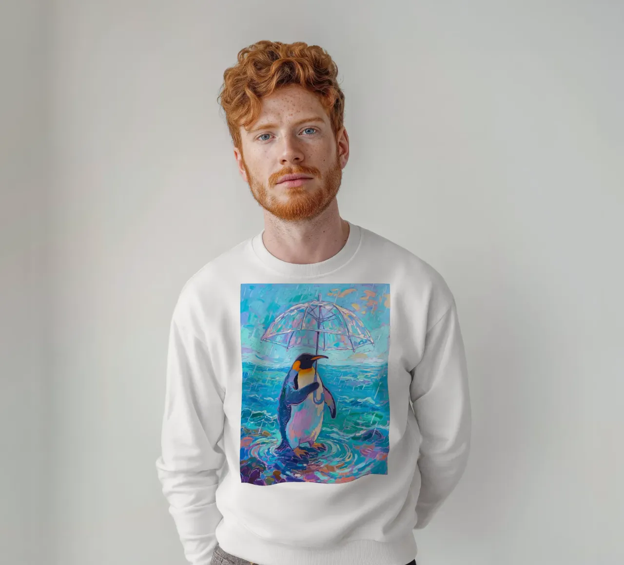 Pinguino con ombrello in mano felpa da Slash Shop