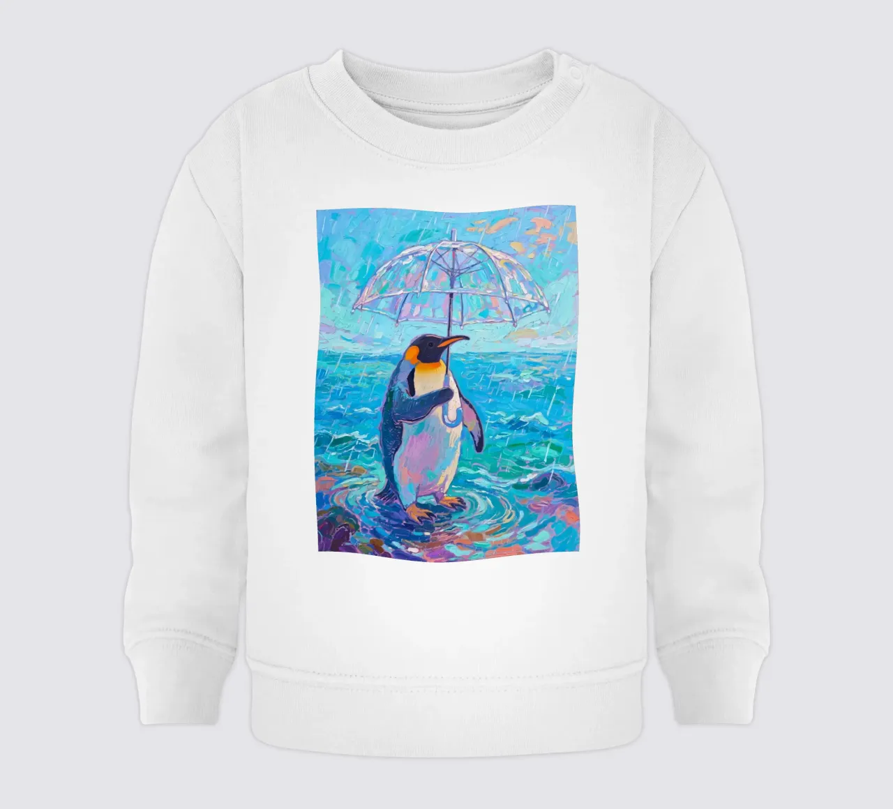 Pinguino con ombrello in mano felpa neonato da Slash Shop