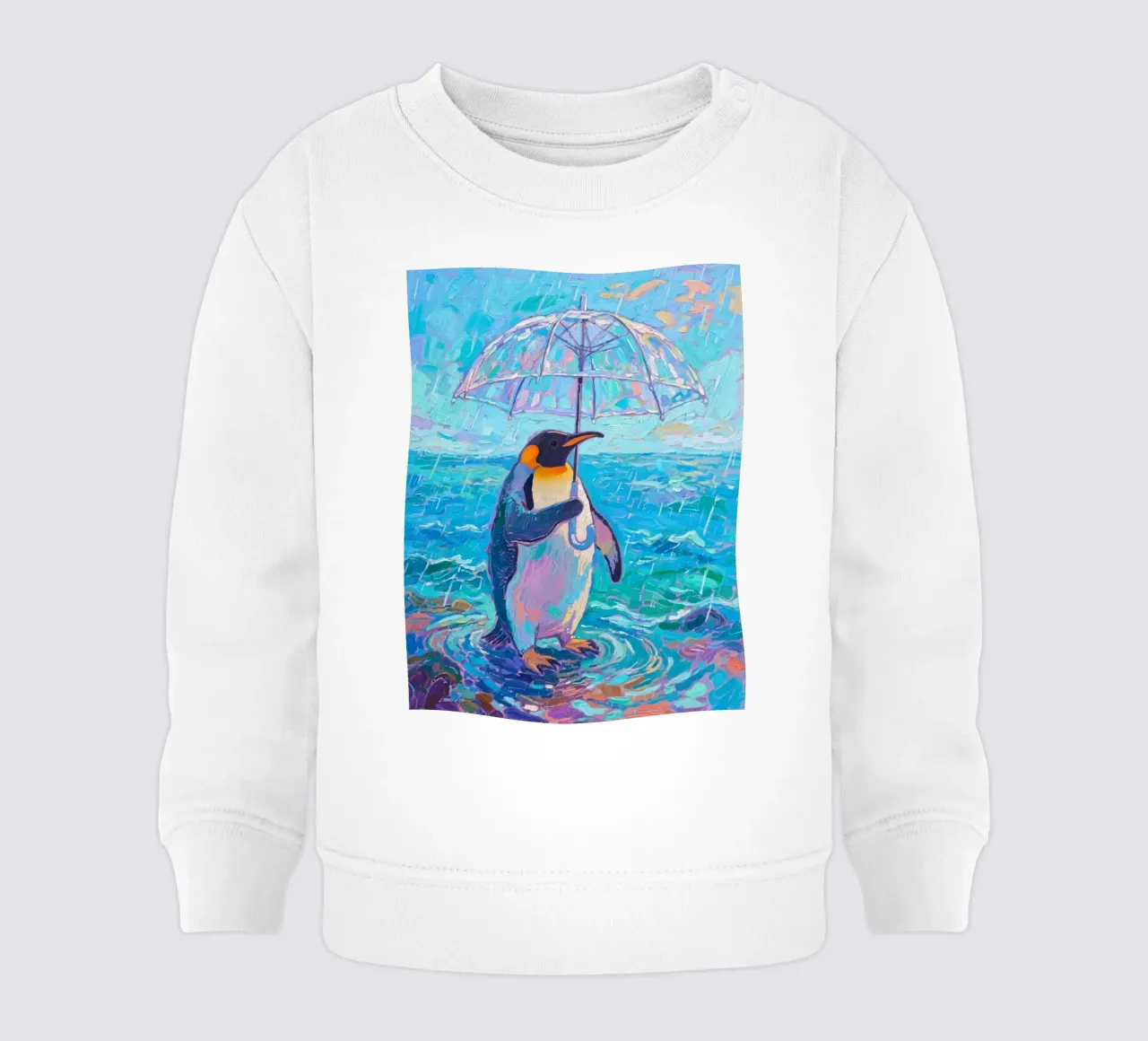 Pinguino con ombrello in mano felpa neonato da Slash Shop