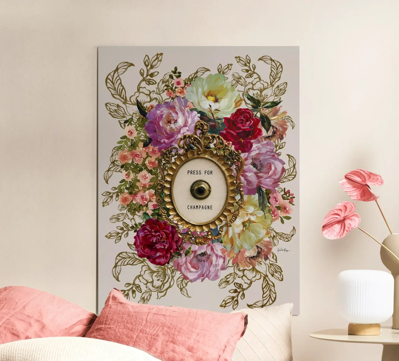 Press for champagne poster con telaio in alluminio da Ana Paula Hoppe