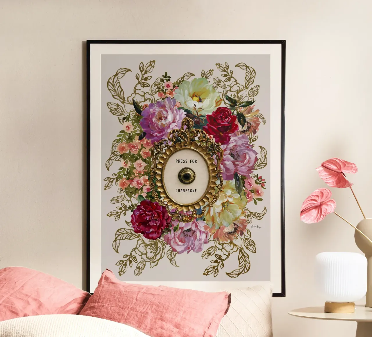 Press for champagne poster con telaio in alluminio da Ana Paula Hoppe