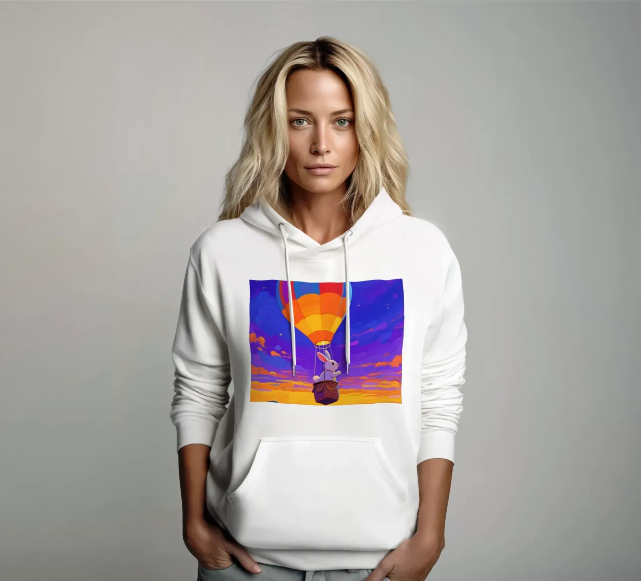 Coniglio in mongolfiera felpa con cappuccio da Slash Shop