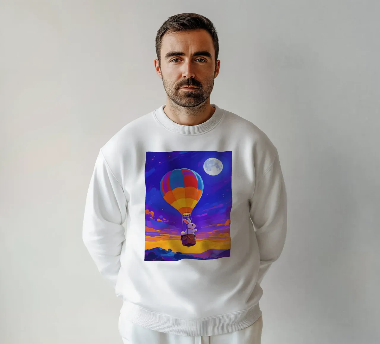 Coniglio in mongolfiera felpa da Slash Shop