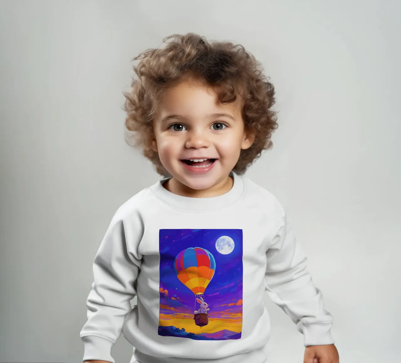 Coniglio in mongolfiera felpa neonato da Slash Shop