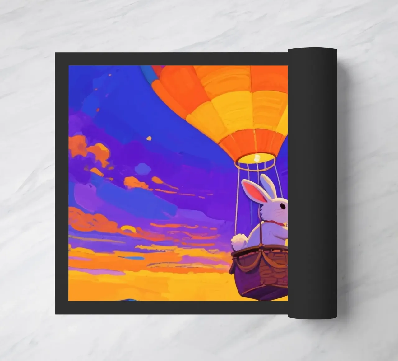 Coniglio in mongolfiera zerbino da Slash Shop