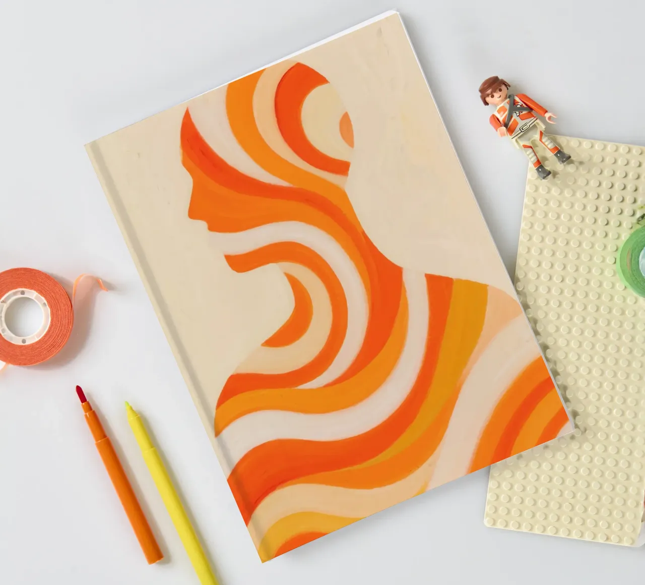 Silhouette of a person in a swirl style notebook by Slash Shop