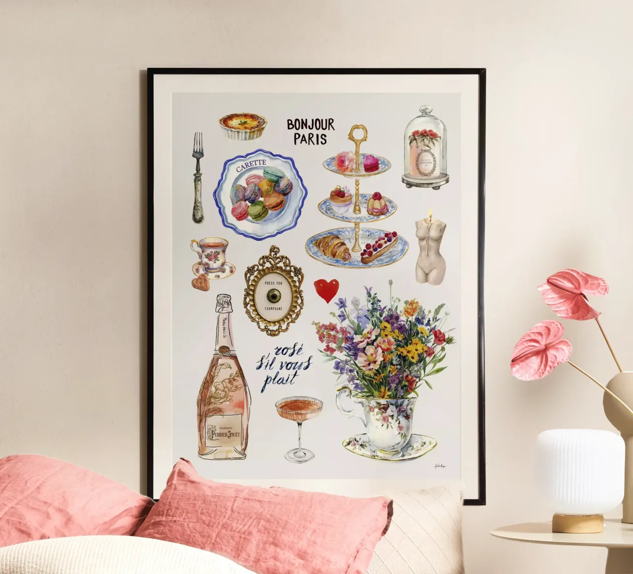 Rose s´il vous plait poster con telaio in alluminio da Ana Paula Hoppe