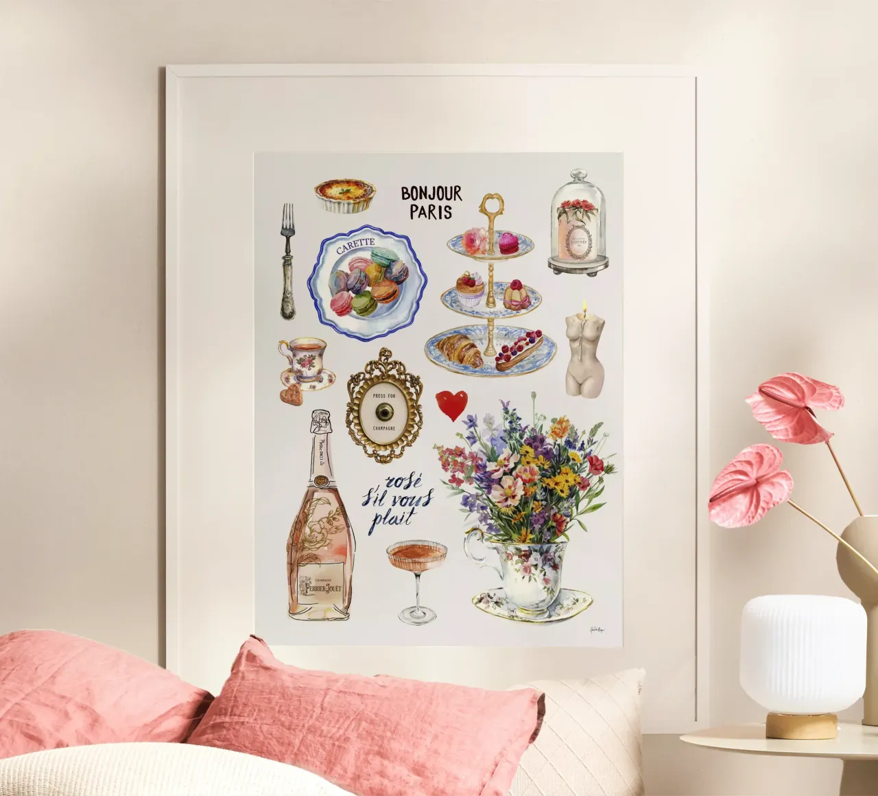 Rose s´il vous plait poster con telaio in alluminio da Ana Paula Hoppe