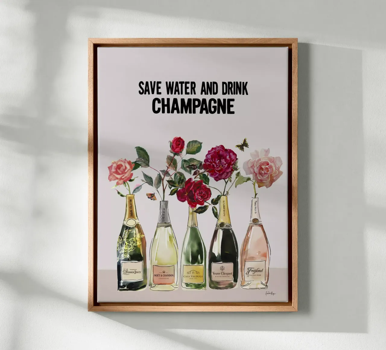 Save water and drink champagne canvas by Ana Paula Hoppe