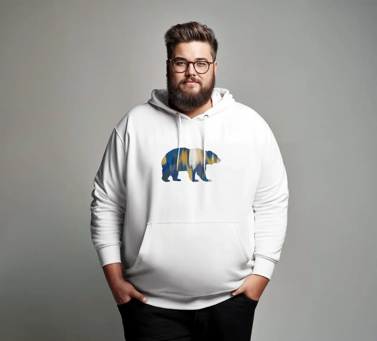 Orso blu e giallo felpa con cappuccio da Orara Studio