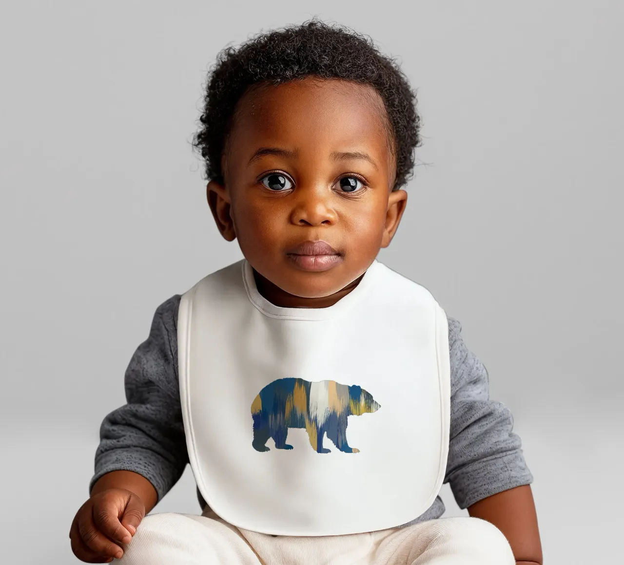 Orso blu e giallo bavaglino da Orara Studio