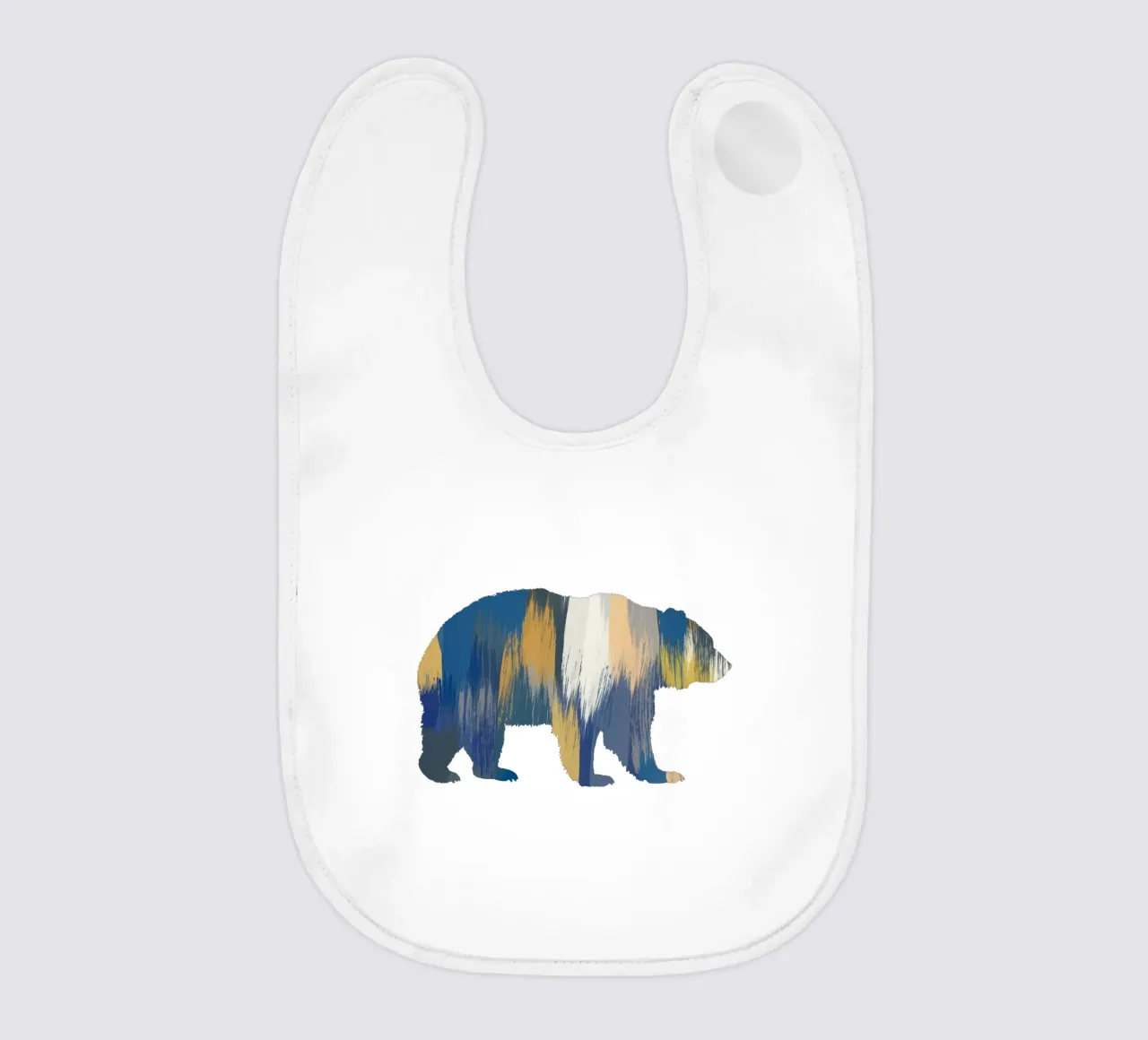 Orso blu e giallo bavaglino da Orara Studio