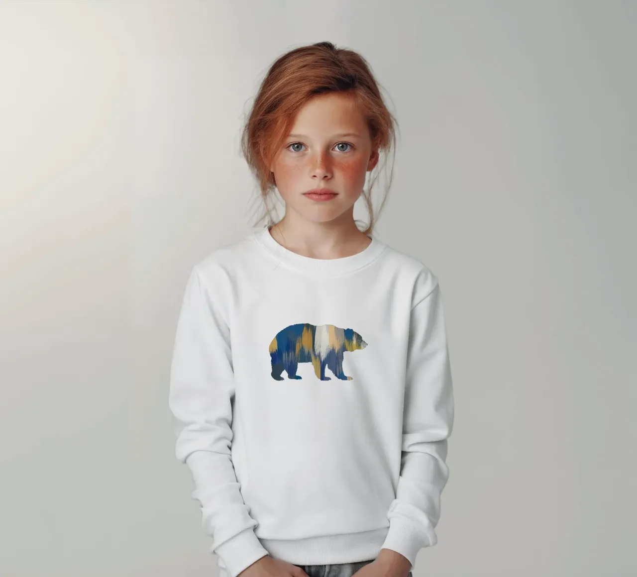 Orso blu e giallo felpa bambino da Orara Studio