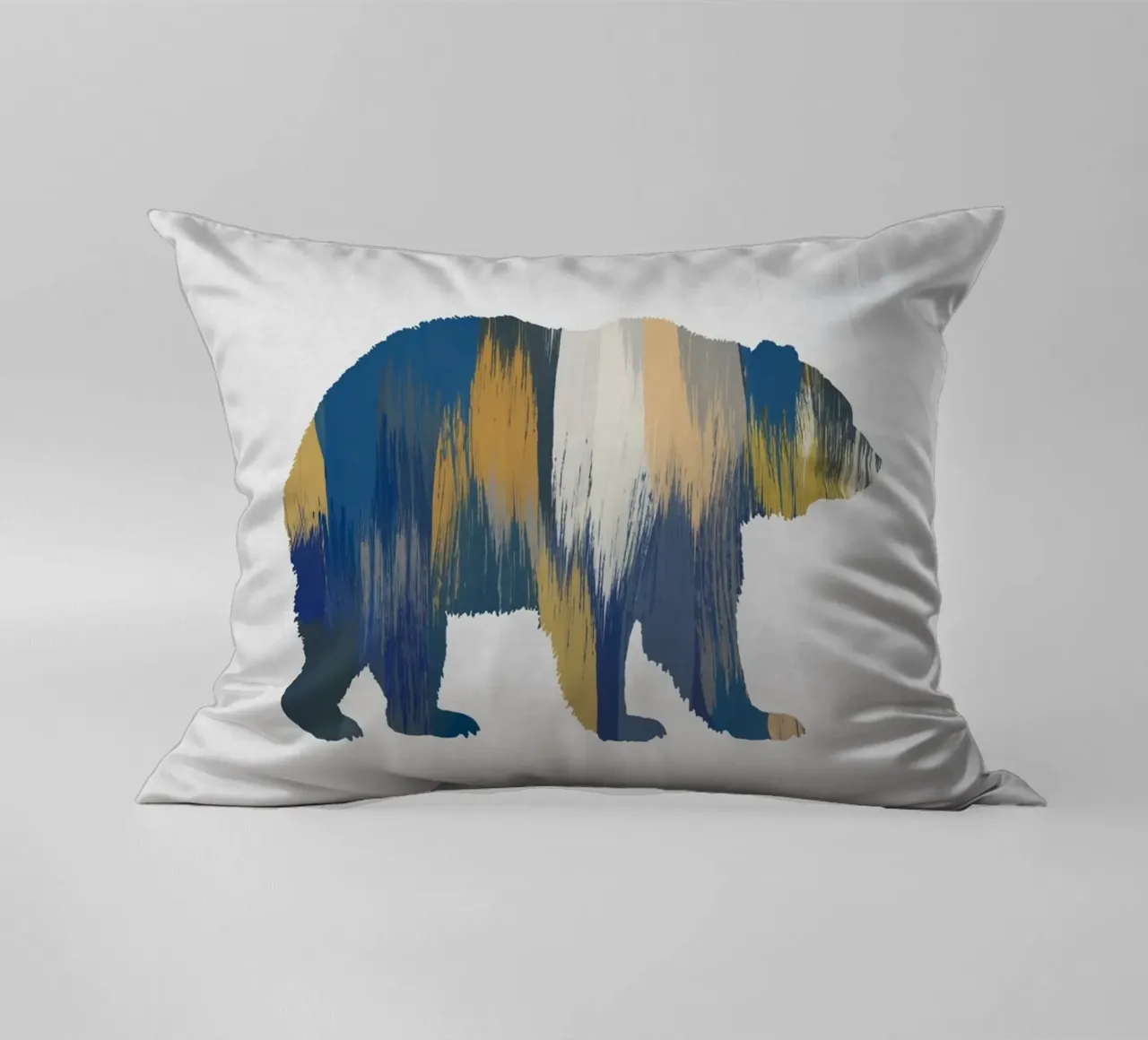 Orso blu e giallo cuscino da Orara Studio