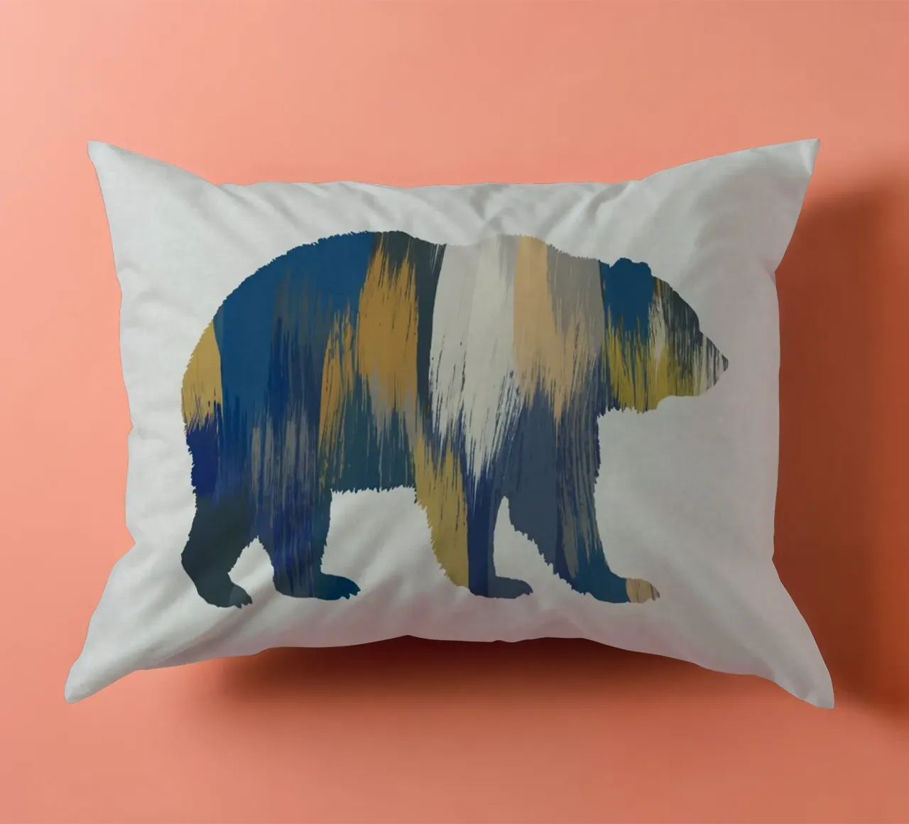 Orso blu e giallo cuscino da Orara Studio