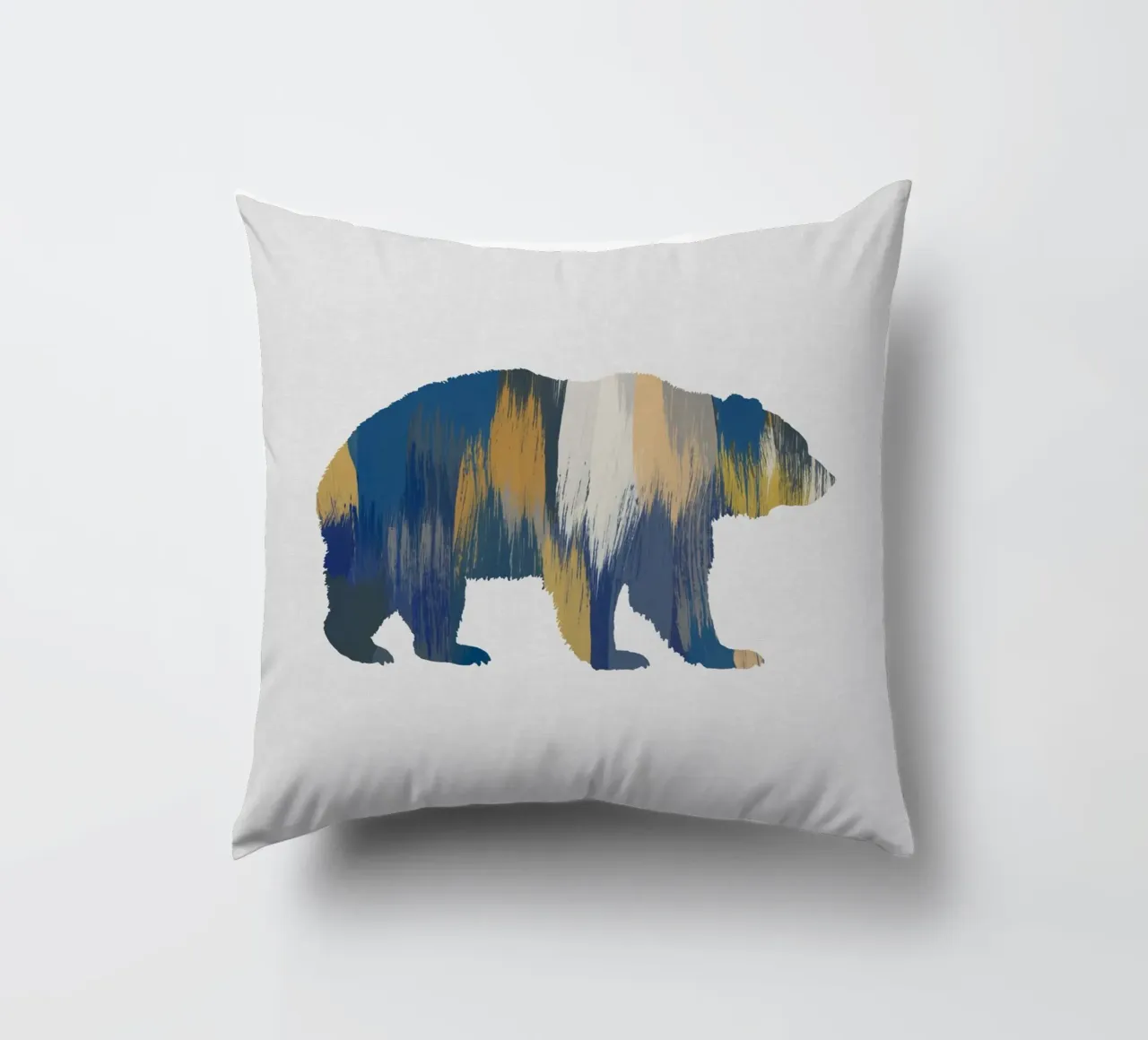 Orso blu e giallo cuscino da Orara Studio