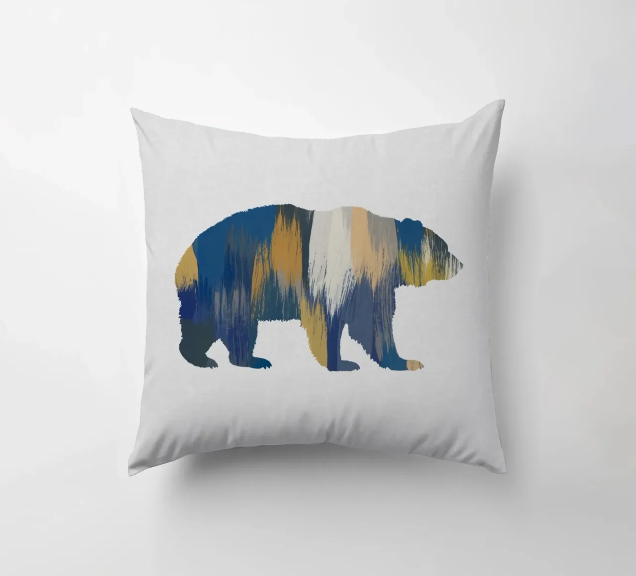 Orso blu e giallo cuscino da Orara Studio