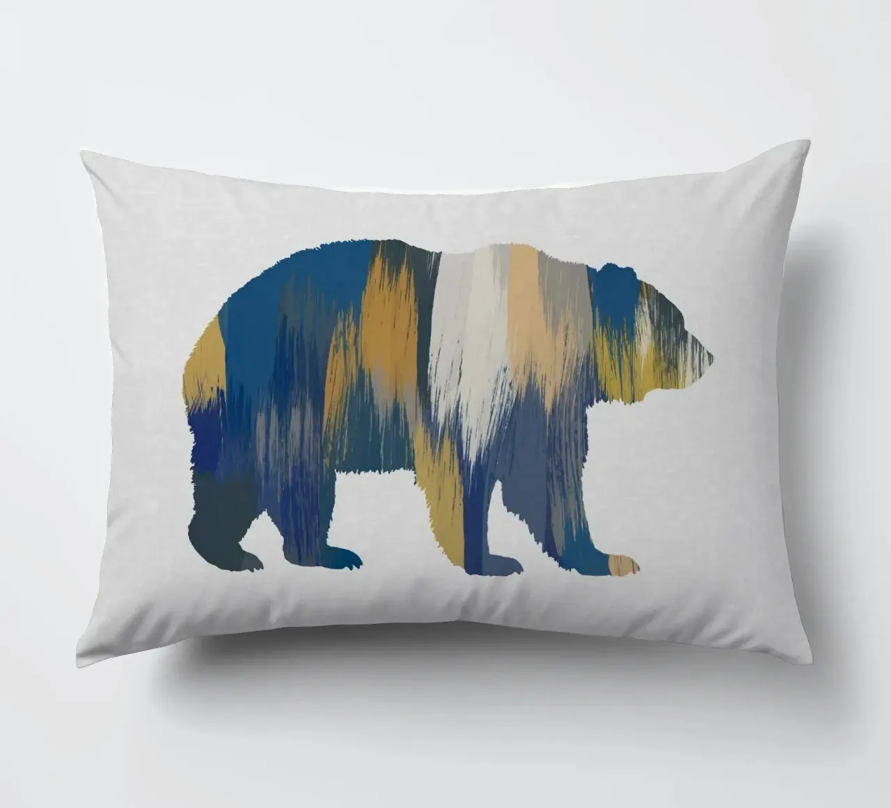 Orso blu e giallo cuscino da Orara Studio