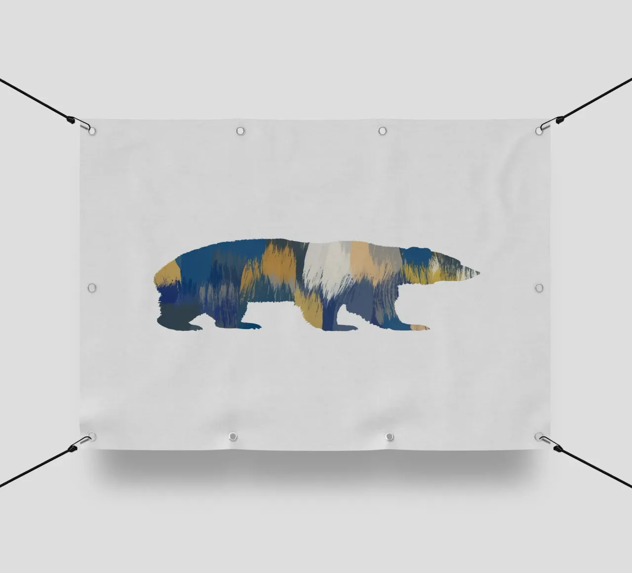Orso blu e giallo telo in pvc da Orara Studio