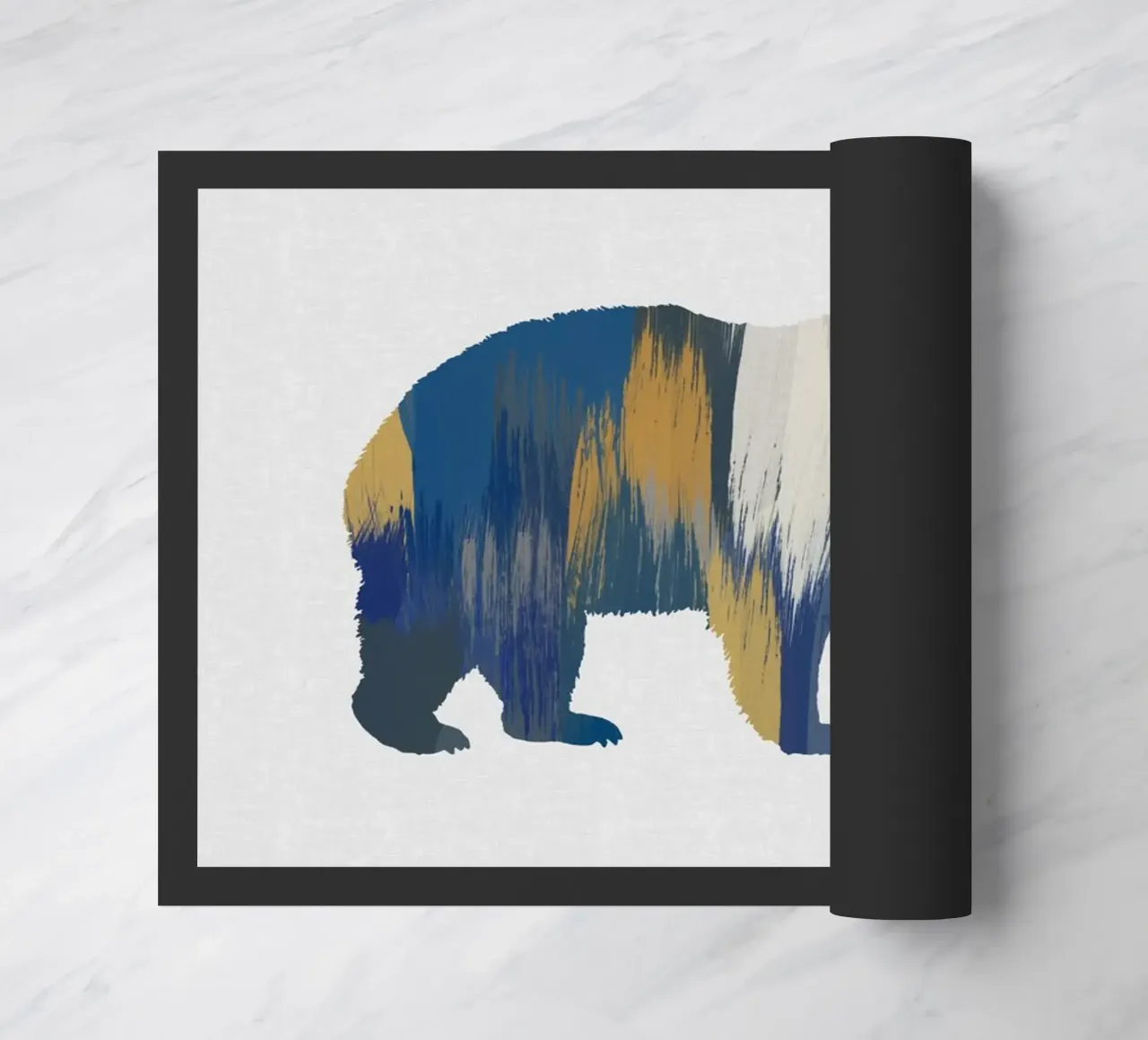 Orso blu e giallo zerbino da Orara Studio