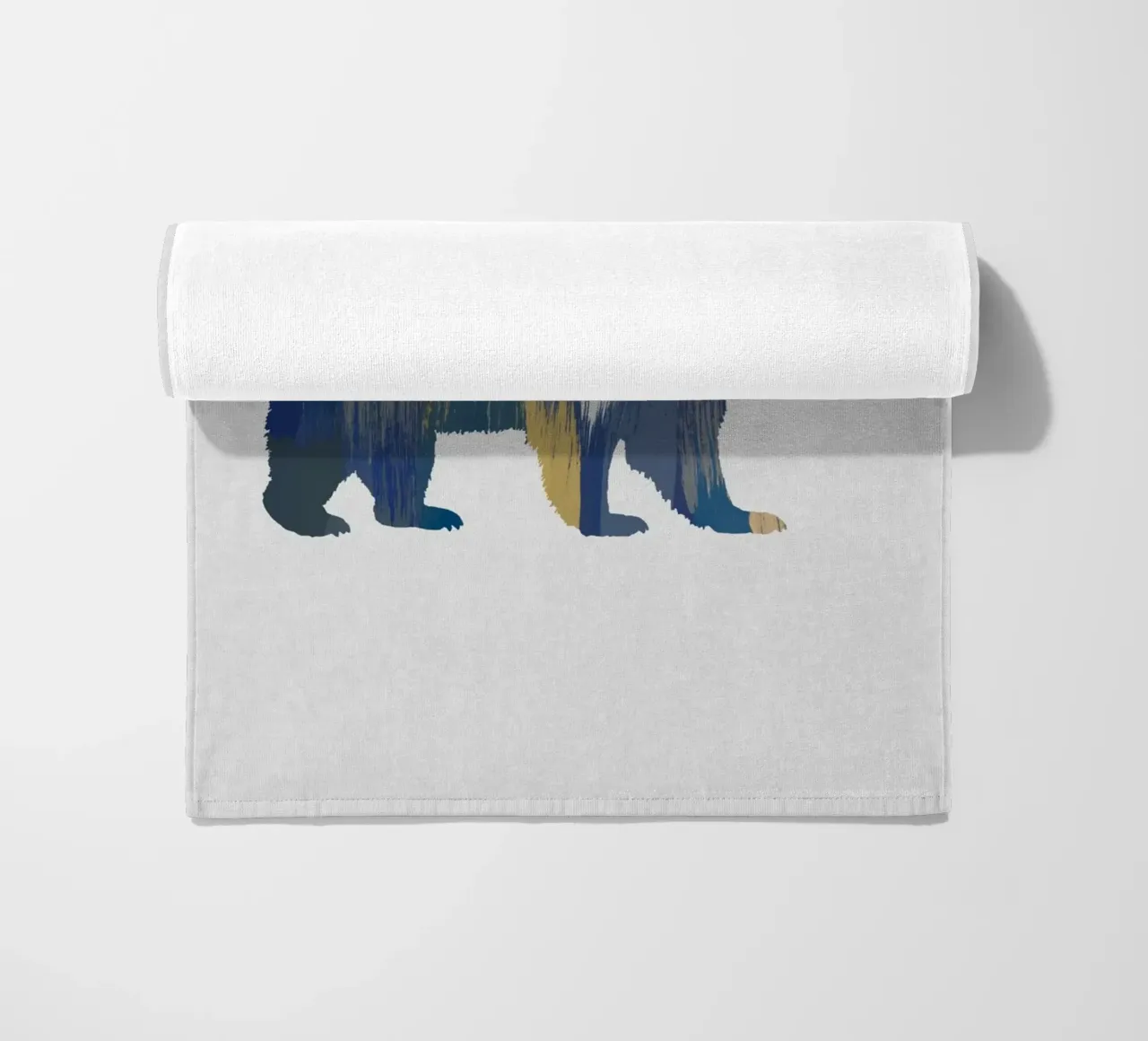 Orso blu e giallo telo mare da Orara Studio